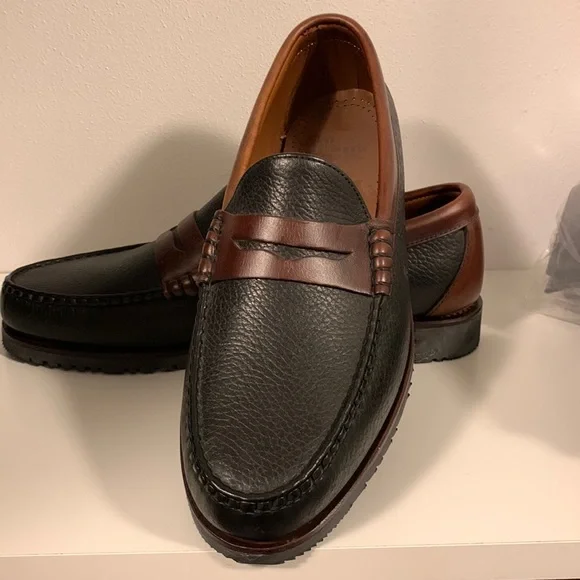 Allen Edmonds Holton Mens Black / Brown 2 Tone Slip On Dress Loafers Sz.10.5 D Allen Edmonds Holton men main image 4